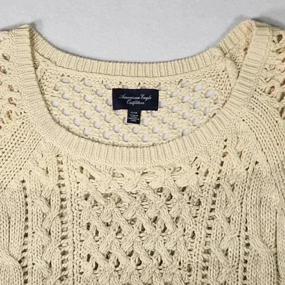American Eagle AEO Women's Sweater XS Open Weave Ombre Beige Green Soft Pullover - Picture 2 of 16